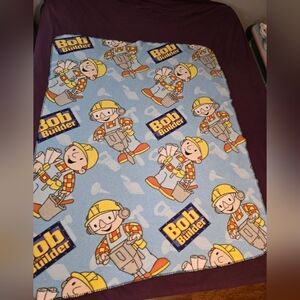 VINTAGE Bob The Builder  Children's Fleece Throw blanket 45" x 55" Some Fading
